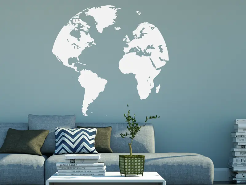Sticker mural Cartes du Monde Mappemonde Globe Terrestre résultat en situation Sticker Mappemonde Globe Terrestre