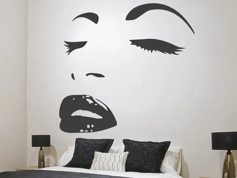 Sticker mural Silhouettes Visage Femme 2 résultat en situation gros plan Sticker Visage Femme 2