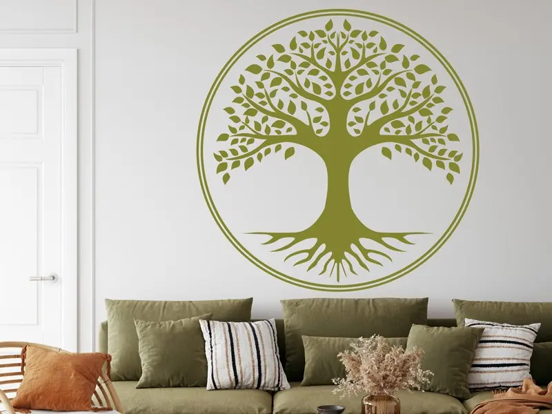 Sticker mural Stickers Arbre de vie Arbre de vie Floral résultat en situation Sticker Arbre de vie Floral