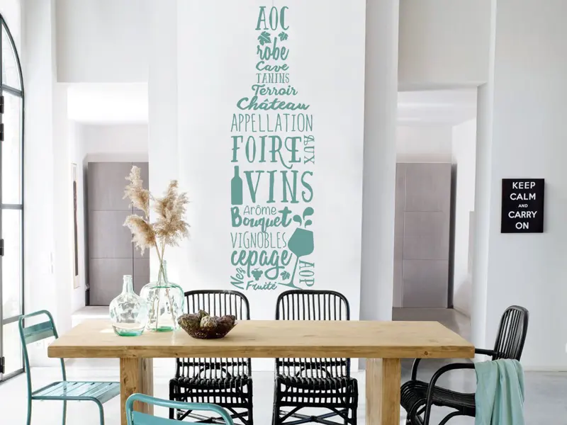 Sticker mural Vin - Cocktail Bouteille de Vin Text résultat en situation Sticker Bouteille de Vin Text