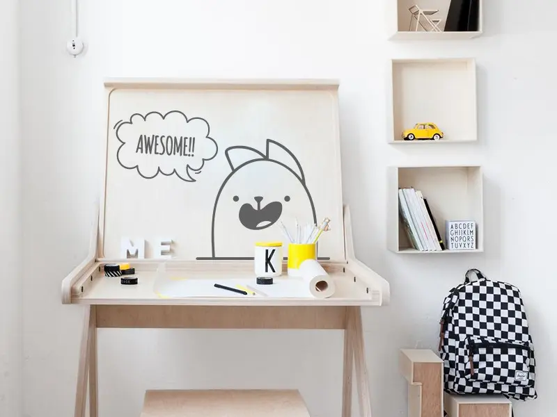 Sticker mural Animaux Chat Funny Awesome ! résultat en situation Sticker Chat Funny Awesome !