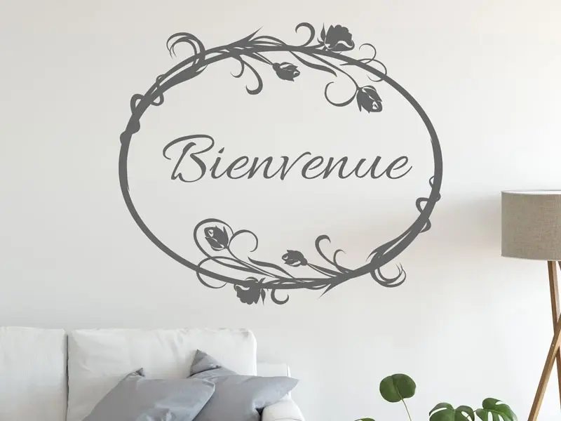 Sticker mural Cadres Cadre Floral Personnalisable résultat en situation gros plan Sticker Cadre Floral Personnalisable