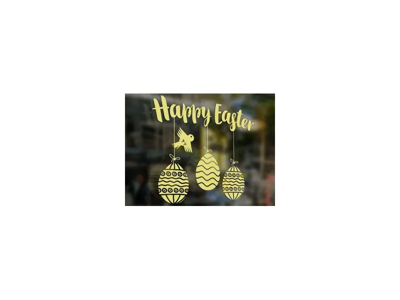 Autocolante Happy Easter Ovos résultat en situation gros plan Autocolante Happy Easter Ovos