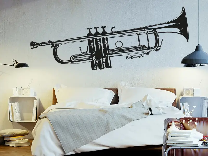 Sticker mural Instruments Instrument Trompette résultat en situation Sticker Instrument Trompette