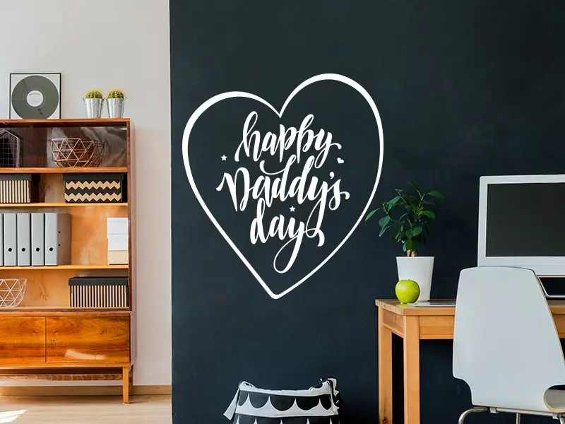 Sticker mural Happy Daddy's Day Coeur résultat en situation