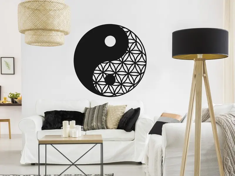 Sticker mural Symboles et Figures Yin-Yang Fleur de vie résultat en situation Sticker Yin-Yang Fleur de vie