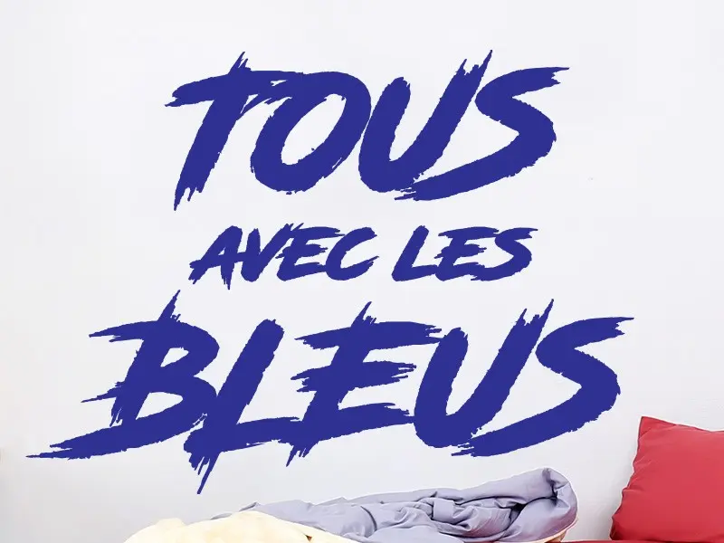 Sticker mural Foot Tous avec Les Bleus résultat en situation