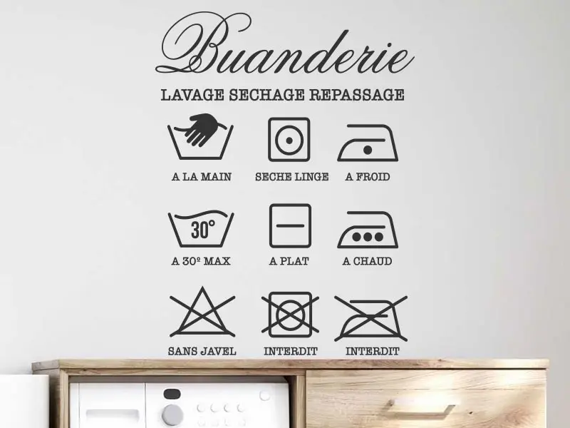 Sticker mural Stickers WC & Salle de bain Buanderie résultat en situation gros plan Sticker Buanderie