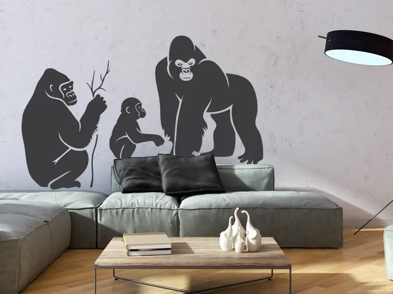 Sticker mural Famille Gorille résultat en situation