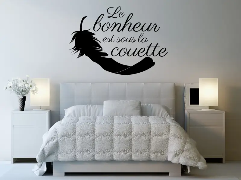 Autocolante de parede Le Bonheur est sous la couette Autocolante de parede Le Bonheur est sous la couette
