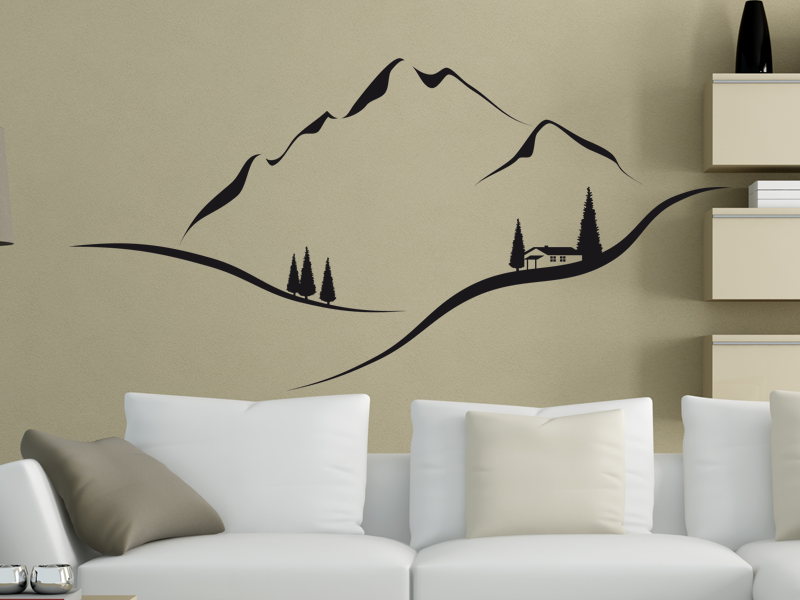 Sticker mural Paysage Montagne résultat en situation