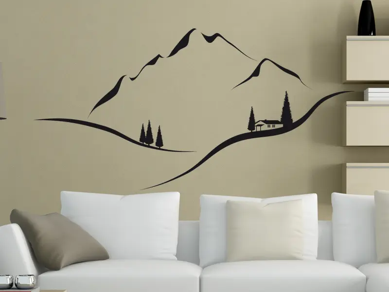 Sticker mural Paysages & Skylines Paysage Montagne résultat en situation Sticker Paysage Montagne