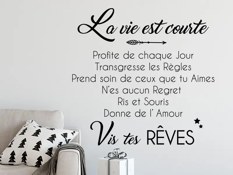 Sticker Citation La Vie est courte