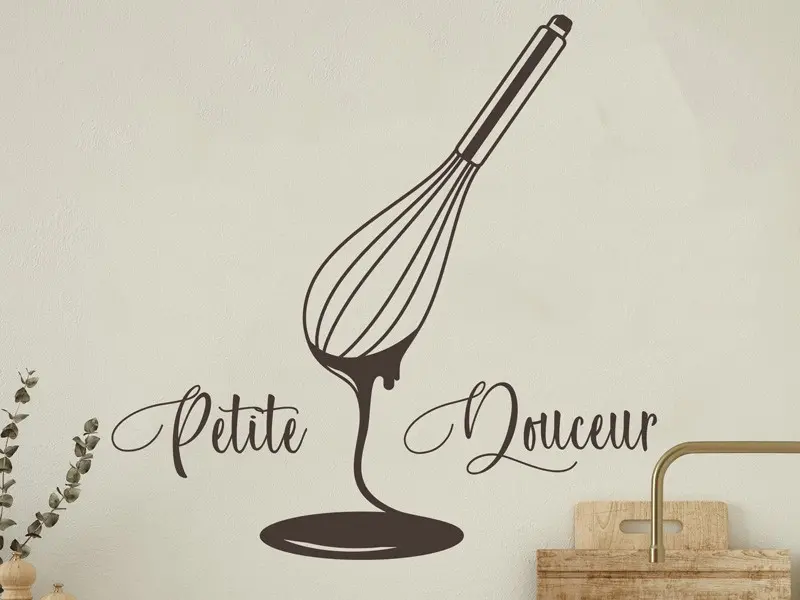 Sticker mural Chef - Ustensiles Fouet Pâtisserie Texte personnalisé résultat en situation gros plan Sticker Fouet Pâtisserie Texte personnalisé