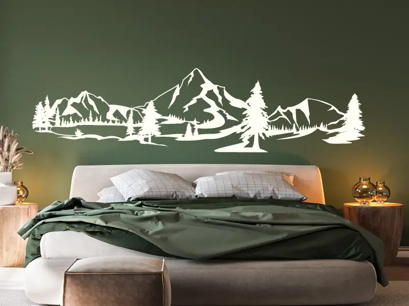 Sticker mural Paysages & Skylines Paysage Montagnes et Sapins résultat en situation Sticker Paysage Montagnes et Sapins
