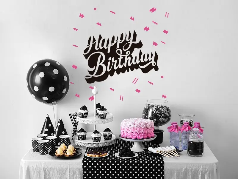 Autocolante de parede Happy Birthday Retro Autocolante de parede Happy Birthday Retro