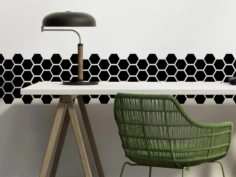 Sticker mural Stickers Frises Frise Hexagones résultat en situation gros plan Sticker Frise Hexagones