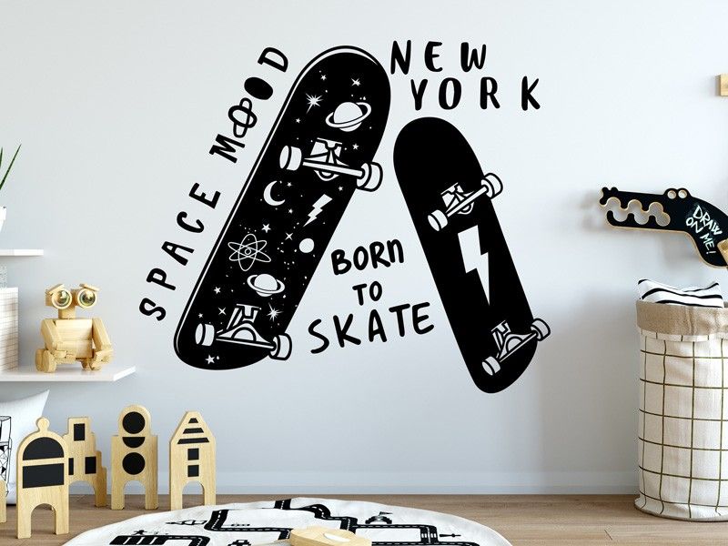 Autocolante de parede Skateboard Space Mood