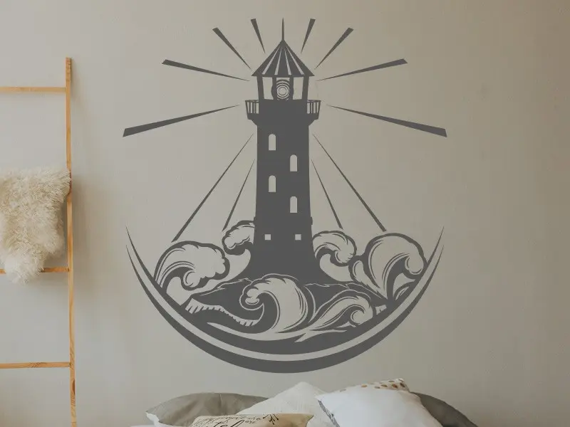 Autocolante de parede Farol e mar tempestuoso
