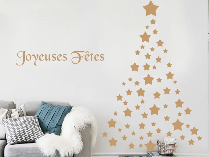 Autocolante de parede Árvore de Natal Estrelas 2