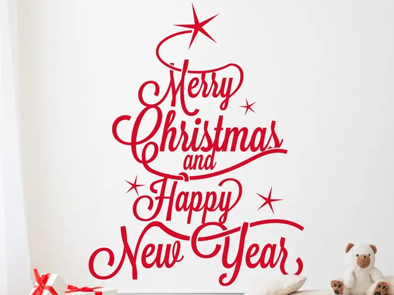 Sticker mural Noël Sapin de Noël Merry Christmas 2 résultat en situation gros plan Sticker Sapin de Noël Merry Christmas 2