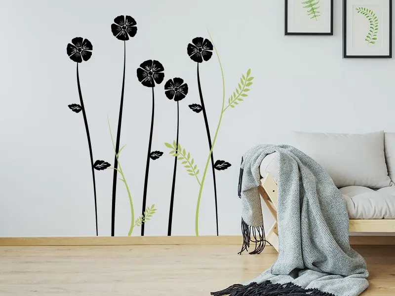 Sticker mural Stickers muraux fleurs Ensembles Fleurs Bi-tons résultat en situation Sticker Ensembles Fleurs Bi-tons