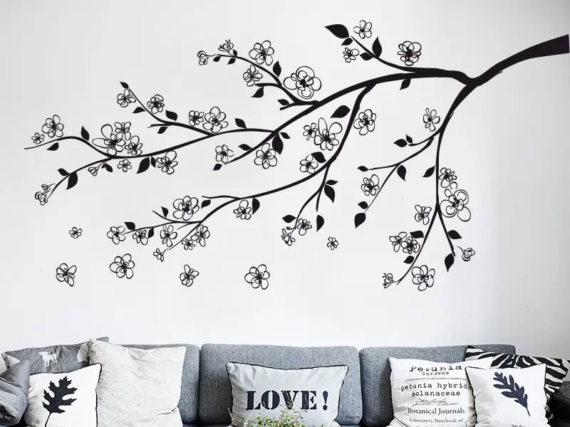Sticker mural Branches Branche Florale résultat en situation gros plan Sticker Branche Florale