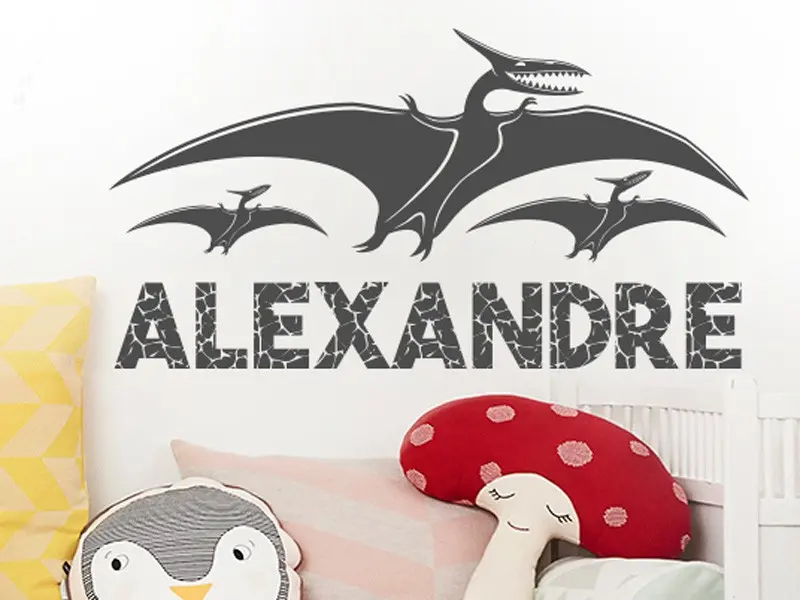 Sticker mural Dinosaures Dinosaure Volant Ptéranodon Personnalisable résultat en situation gros plan Sticker Dinosaure Volant Ptéranodon Personnalisable