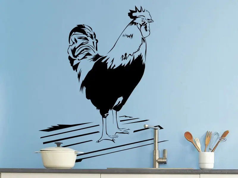Sticker mural Sur la Terre Coq résultat en situation gros plan Sticker Coq