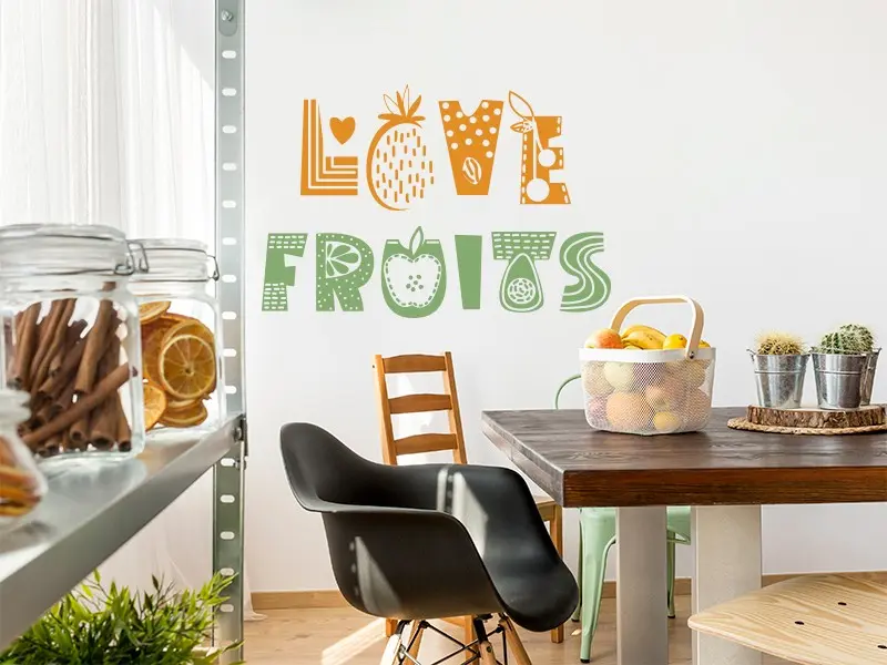 Sticker mural Fruits - Légumes Love Fruits résultat en situation Sticker Love Fruits