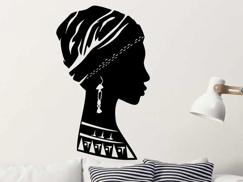 Autocolante Busto Africano Mulher résultat en situation gros plan Autocolante Busto Africano Mulher
