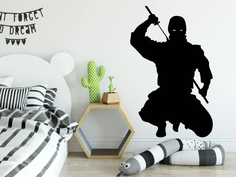 Sticker mural Silhouettes Silhouette Ninja résultat en situation Sticker Silhouette Ninja
