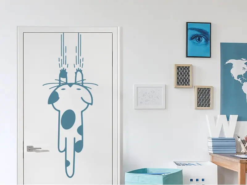 Sticker mural Sur la Terre Chat Porte résultat en situation Sticker Chat Porte