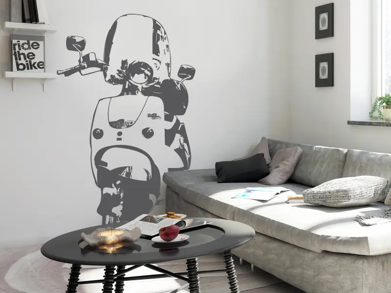 Sticker mural Auto & Moto Vespa Scooter résultat en situation Sticker Vespa Scooter