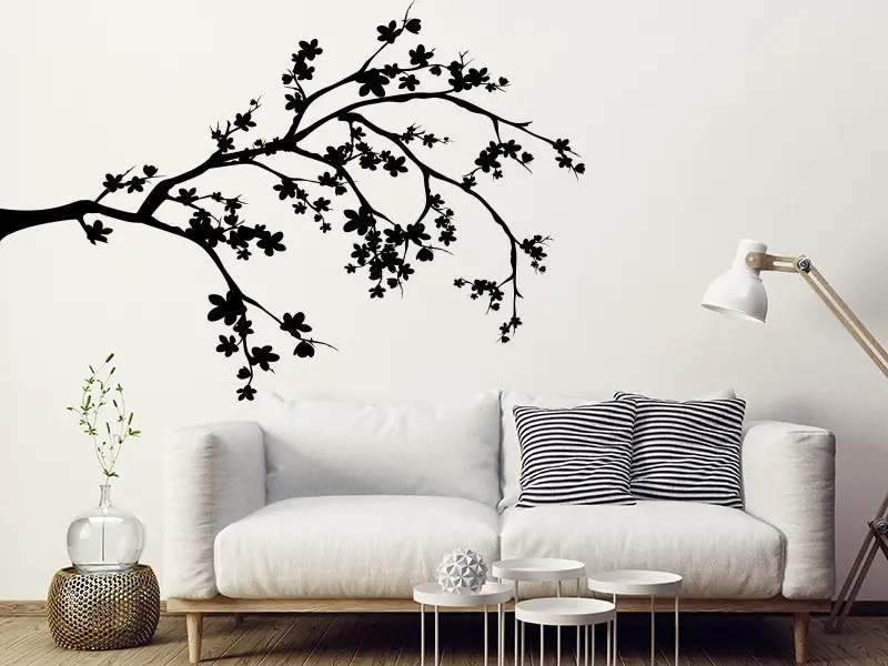 Sticker mural Branches Branche Cerisier résultat en situation Sticker Branche Cerisier