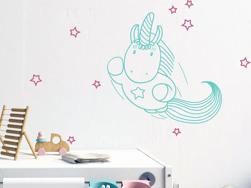 Sticker mural Animaux Licorne Power résultat en situation gros plan Sticker Licorne Power