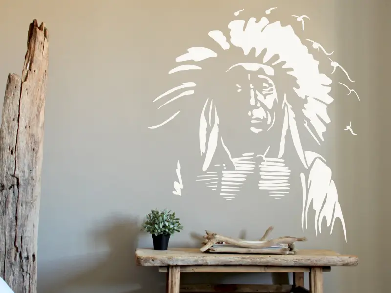 Sticker mural Silhouettes Indien résultat en situation Sticker Indien