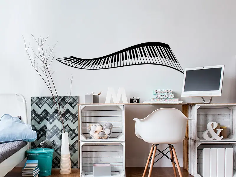 Sticker mural Instruments Piano Design résultat en situation Sticker Piano Design
