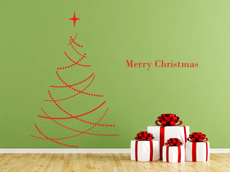 Sticker mural Noël Sapin de Noël Classique résultat en situation Sticker Sapin de Noël Classique