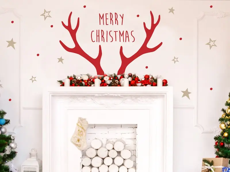 Sticker mural Noël Pack de Noël Hipster résultat en situation Sticker Pack de Noël Hipster