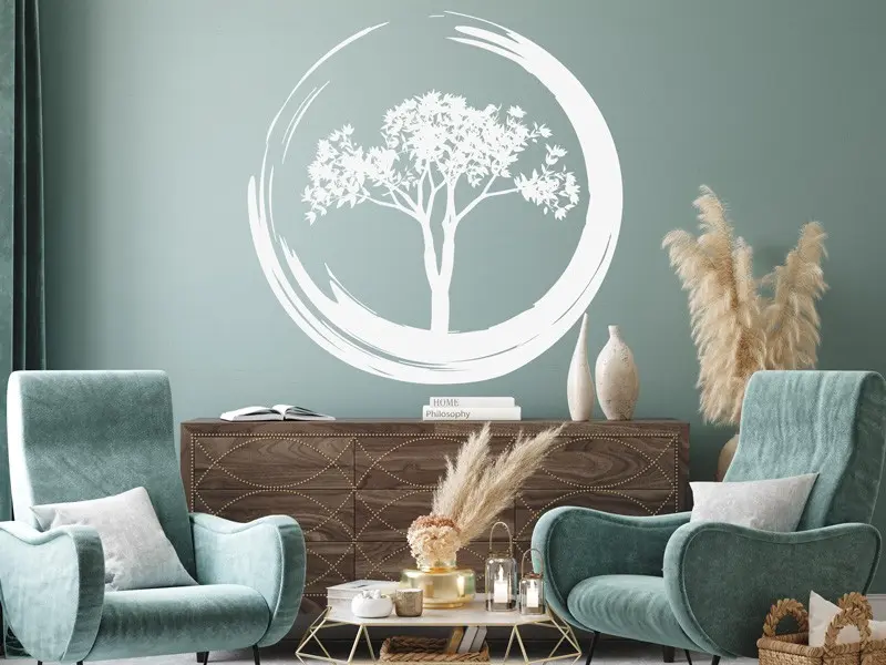 Sticker mural Stickers Arbre de vie Arbre de vie Zen résultat en situation Sticker Arbre de vie Zen