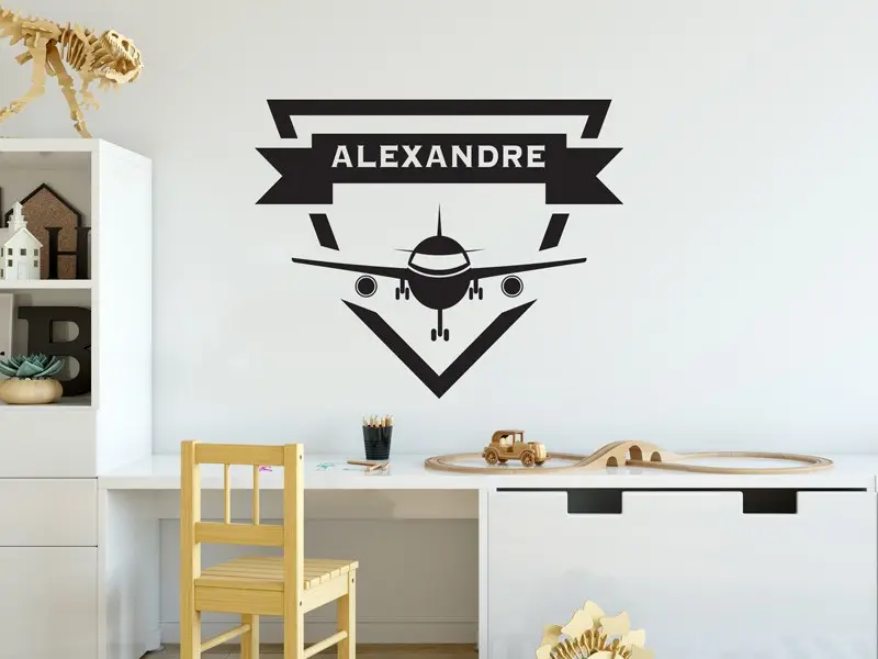 Sticker mural Avions & Bateaux Avion de ligne personnalisable résultat en situation Sticker Avion de ligne personnalisable