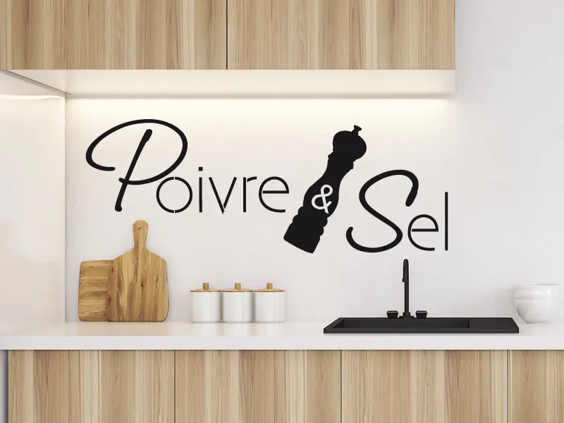 Sticker mural Textos & Receitas Texte Poivre & Sel résultat en situation Sticker Texte Poivre & Sel