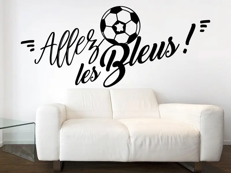 Sticker mural Futebol Foot Allez les Bleus résultat en situation Sticker Foot Allez les Bleus