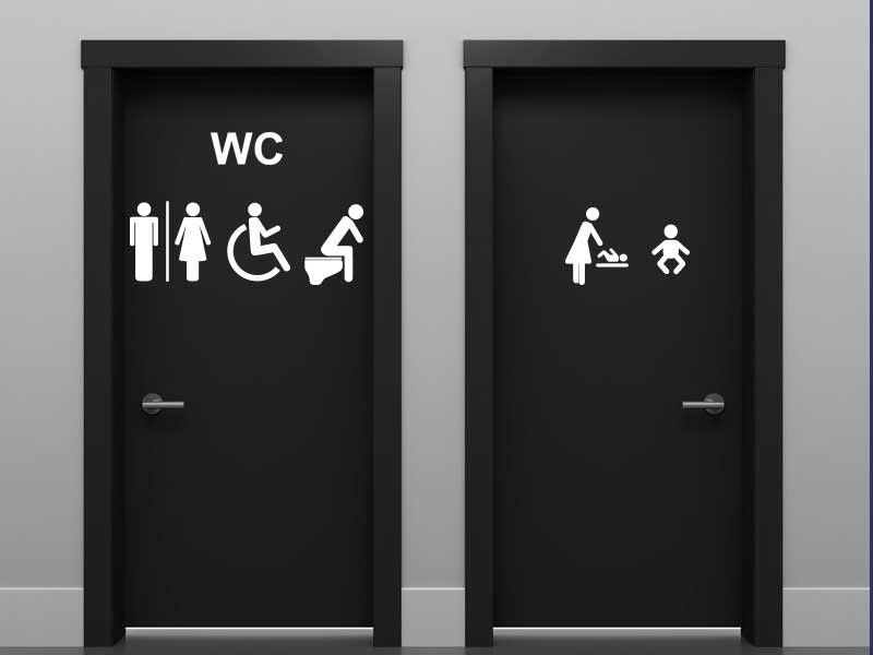 Autocolante de parede WC Sinalização 6 símbolos