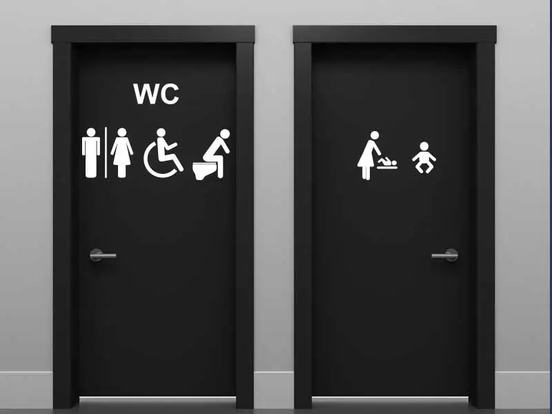Autocolante de parede WC Sinalização 6 símbolos Autocolante de parede WC Sinalização 6 símbolos