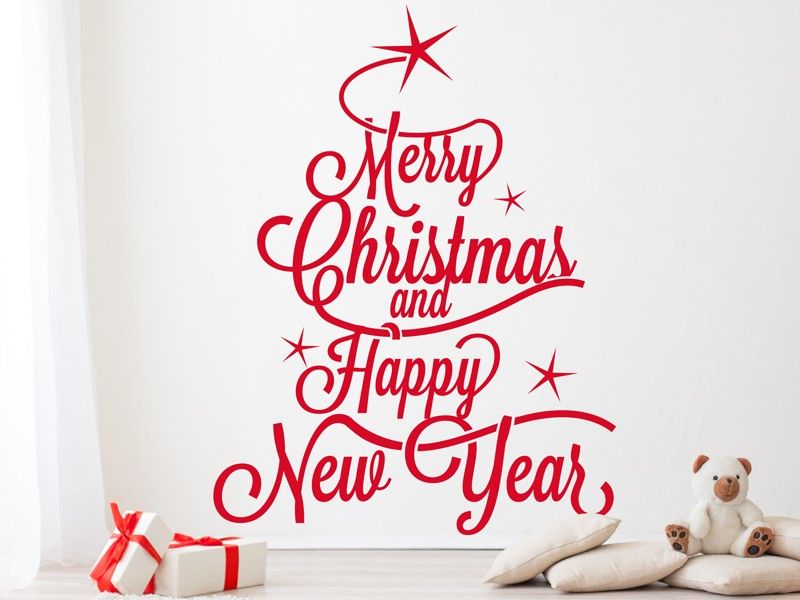 Autocolante de parede Árvore de Natal Merry Christmas 2
