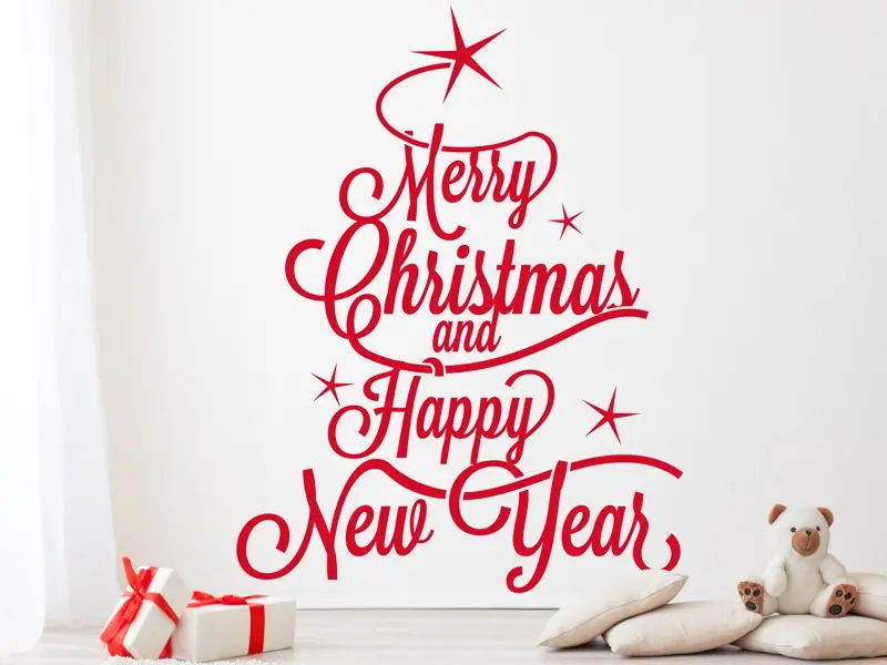 Sticker mural Sapin de Noël Merry Christmas 2 résultat en situation Sticker mural Sapin de Noël Merry Christmas 2 résultat en situation