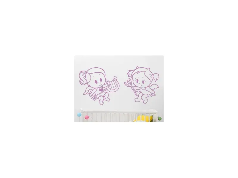 Sticker mural Stickers Bébé Mi-ange Mi-Démon résultat en situation gros plan Sticker Mi-ange Mi-Démon