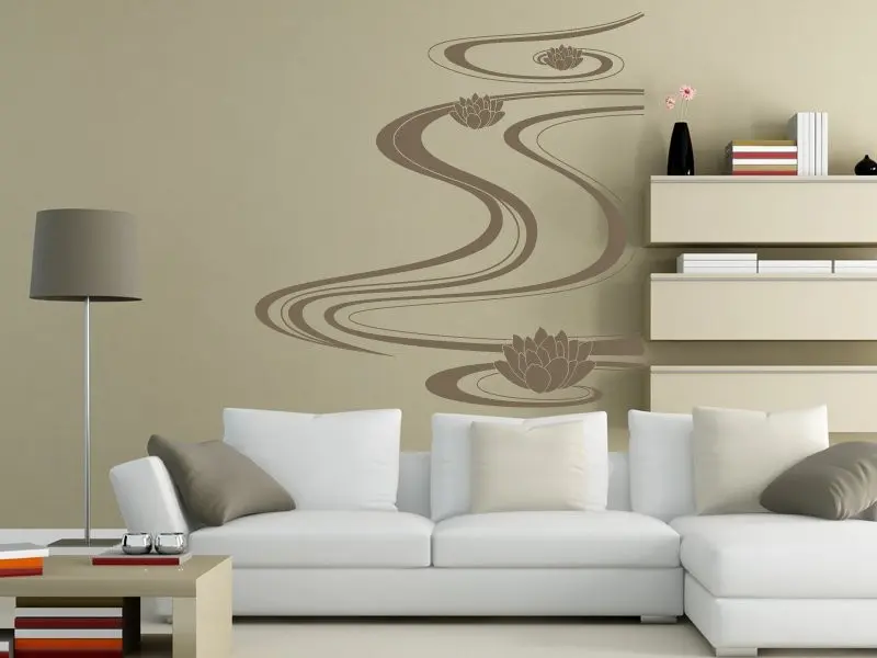 Sticker mural Stickers muraux fleurs Fleurs de Lotus résultat en situation Sticker Fleurs de Lotus